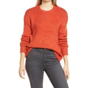 NWT Cotton Emporium Orange Sweater Drop Shoulder Long Sleeves Crew Neck Size M